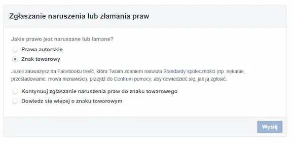 naruszenie znaku towarowego na Facebook i Instagram